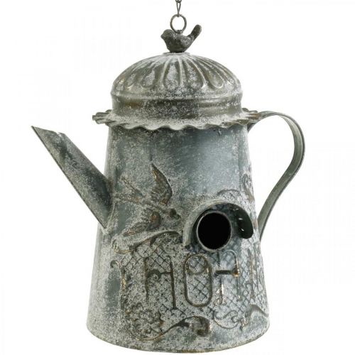Casetta per uccelli decorativa vintage, brocca decorativa in metallo per appendere H28.5cm