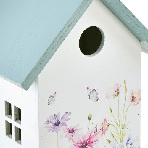 Prodotto Decorazione per casetta per gli uccelli primaverile bianco turchese 15x10,5x19 cm 2 pz
