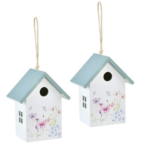 Prodotto Decorazione per casetta per gli uccelli primaverile bianco turchese 15x10,5x19 cm 2 pz