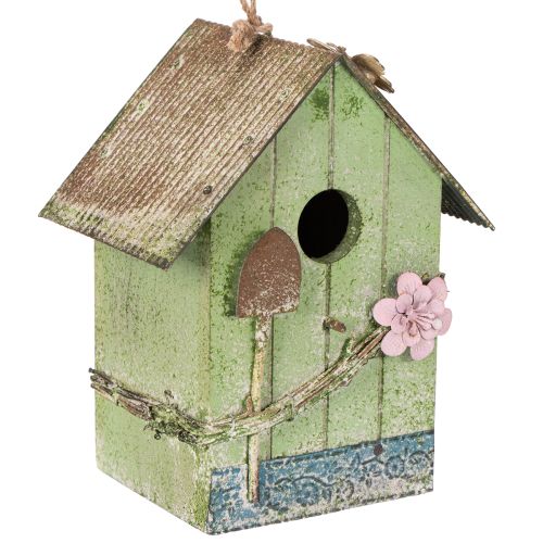 Floristik24 Casetta per uccelli con decorazione floreale, decorazione romantica per casa di campagna, 19 cm