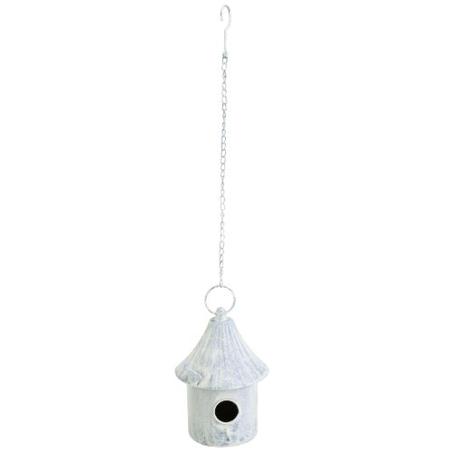 Prodotto Casetta per uccelli da appendere in metallo bianco blu Ø15cm H21cm
