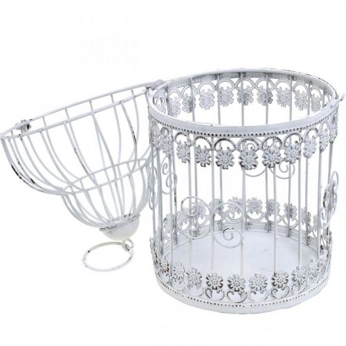 Floristik24 Gabbia per uccelli da appendere voliera decorativa shabby bianca H31,5cm