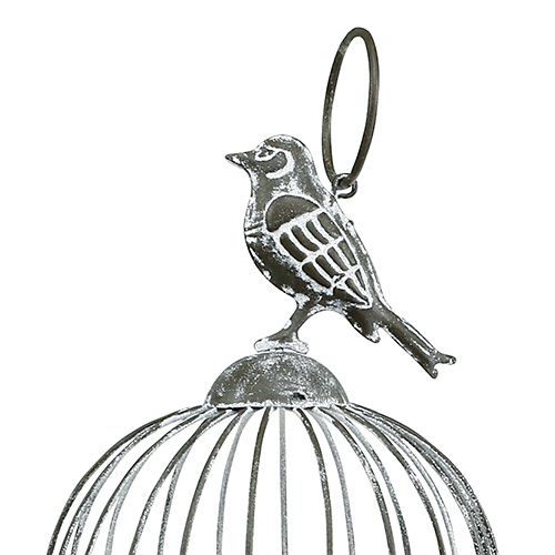 Floristik24 Gabbia per uccelli con vetro tealight Ø10,5cm H21cm Grigio