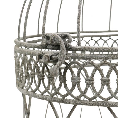 Floristik24 Voliera vintage tonda grigia Ø22 / 18cm 2 pezzi