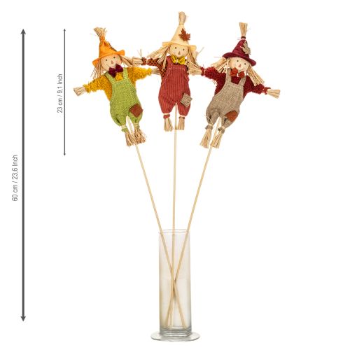 Spaventapasseri decorativo su bastoncino, ideale per lavori manuali e piante, 60 cm. | Floristik24.it