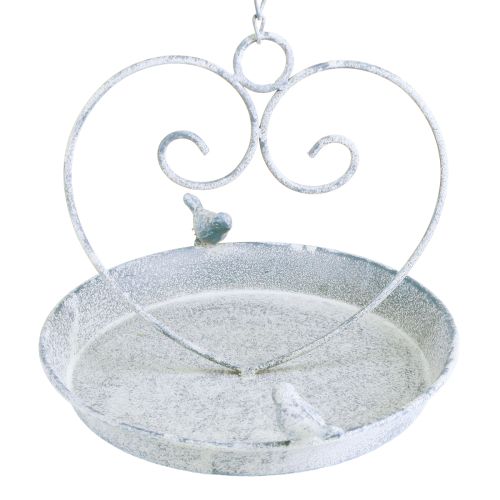 Prodotto Decorazione in metallo per vasca per uccelli Cuore Bianco Blu Appeso Ø21,5cm