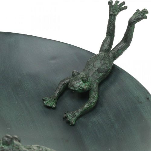 Floristik24 Abbeveratoio per uccelli con rane, abbeveratoio per uccelli effetto metallo verde, antracite aspetto antico Ø28,5cm H13,5cm