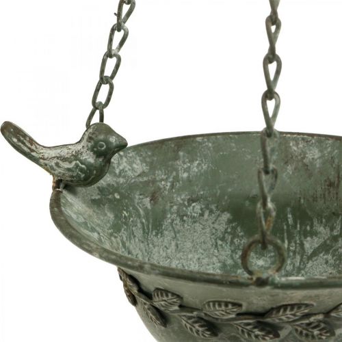 Floristik24 Bagno per uccelli sospeso Bagno per uccelli da giardino aspetto antico grigio, bianco H47cm
