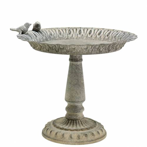 Floristik24 Bagno per uccelli su base in metallo grigio, bianco lavato Ø28,3 cm H26,5 cm