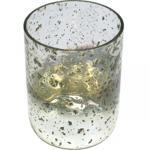 Prodotto Candela in vetro bicolore vaso lanterna trasparente, argento H14cm Ø10cm