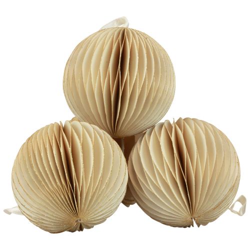Prodotto Palline a nido d&#39;ape Palline a nido d&#39;ape Crema natalizia glitter Ø7cm 4pz