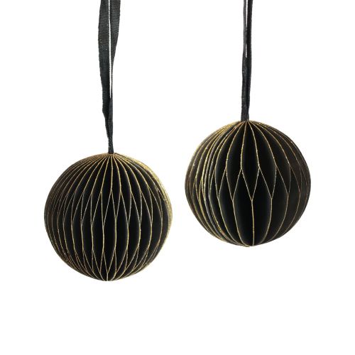 Palline a nido d&#39;ape Palline natalizie a nido d&#39;ape oro nero Ø7cm 4 pezzi