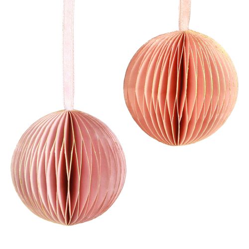 Prodotto Palline a nido d&#39;ape Decorazioni natalizie rosa albicocca Ø7cm 4 pz