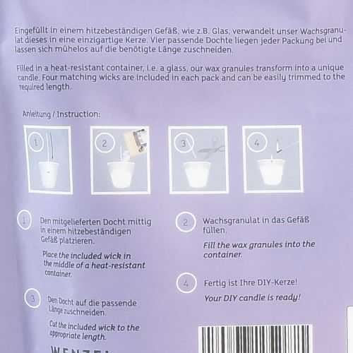 Prodotto Granuli di cera di sabbia per candele con stoppino profumato alla lavanda 400g