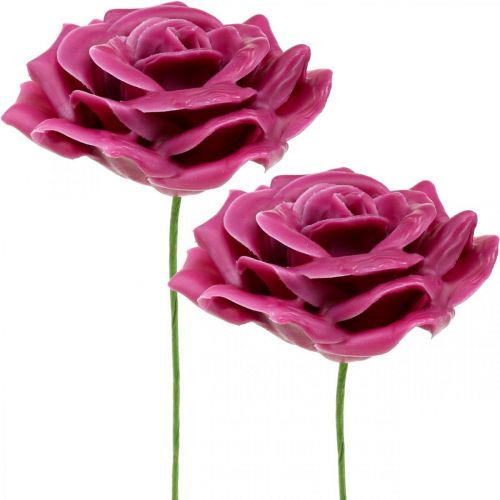 Floristik24 Rose di cera rose decorative cera rosa Ø8cm 12p