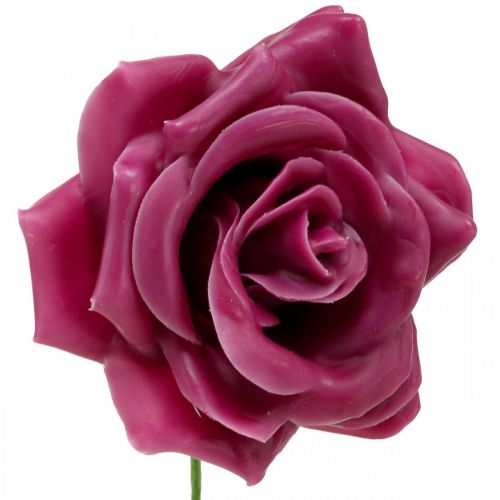 Floristik24 Rose in cera rose decorative cera rosa Ø8cm 12 pz