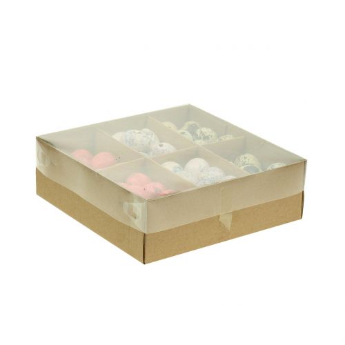 Floristik24 Assortimento di uova di quaglia rosa, rosa, naturale 3cm 62pz