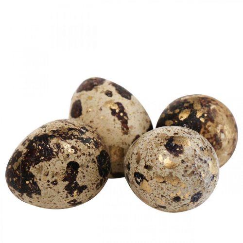 Floristik24 Uova di quaglia Deco Uova soffiate Natura/Oro 3cm 12pz