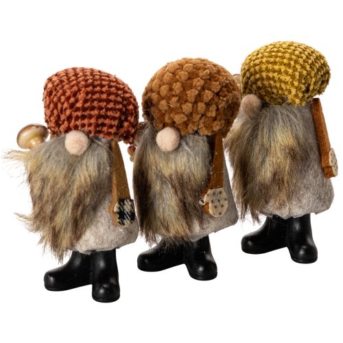 Statuetta di gnomo con barba e cappello a punta, 10 cm, 3 pezzi