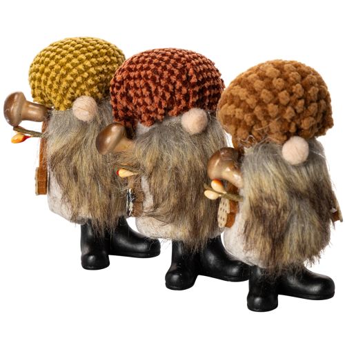 Statuetta di gnomo con barba e cappello a punta, 10 cm, 3 pezzi | Floristik24.it