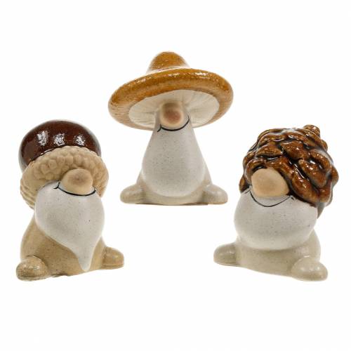 Floristik24 Set di figurine in ceramica gnomi della foresta frutti autunnali 6 - 6,3 cm marrone / giallo 3 pezzi
