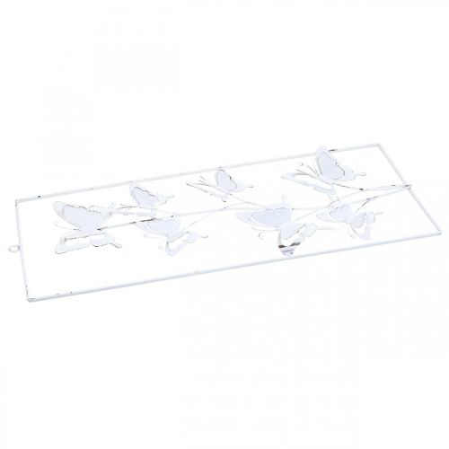 Prodotto Farfalla Hanging Art Spring Metallo Wall Art Shabby Chic Bianco Argento H47.5cm