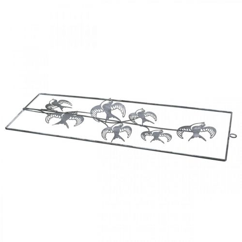 Prodotto Decorazione in metallo da appendere, rondini, decorazione da parete Argento, bianco lavato H47,5cm