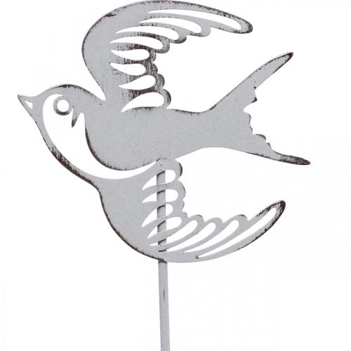 Prodotto Decoro rondine, decorazione murale in metallo, uccellini bianchi da appendere, argento shabby chic H47,5 cm