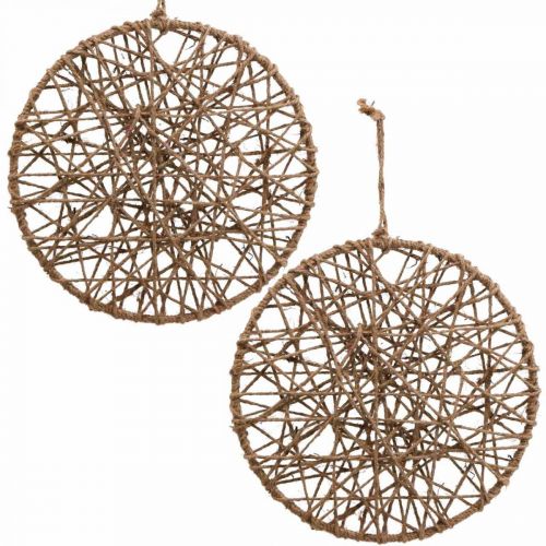 Floristik24 Decorazione da parete in stile boho, anello decorativo nastro di iuta Ø28,5 cm 4 pezzi