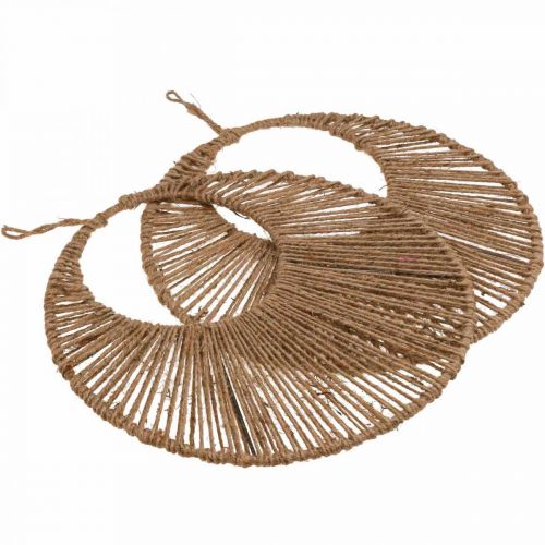 Prodotto Decorazione da parete in stile boho, anello decorativo nastro di iuta Ø38,5 cm 2 pezzi