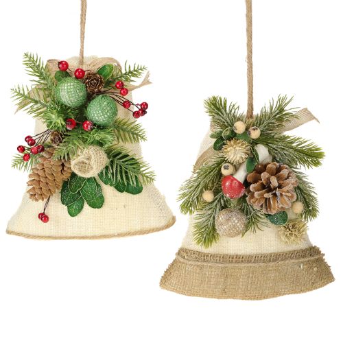 Decorazione da parete Campana di Natale in juta assortita H20cm 2 pezzi
