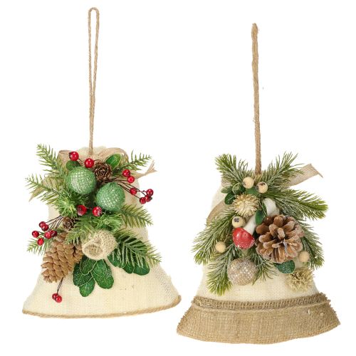 Prodotto Decorazione da parete Campana di Natale in juta assortita H20cm 2 pezzi