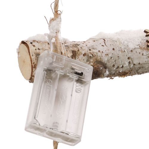 Prodotto Decorazione murale natalizia con lucine micro LED, piccoli fiocchi di neve in legno e rami innevati H150cm