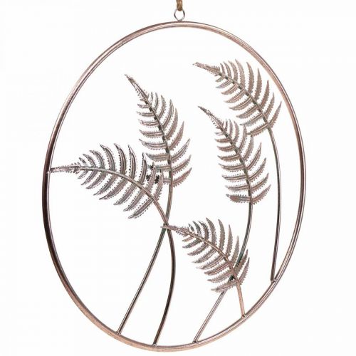 Prodotto Decorazione murale anello decorativo per appendere felce rosa in metallo Ø52cm
