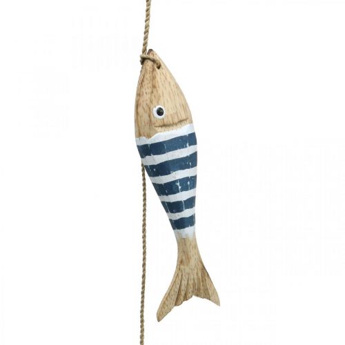 Prodotto Appendiabiti decorativo marittimo in legno pesce da appendere blu scuro L123cm