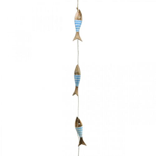Appendiabiti decorativo marittimo in legno pesce da appendere azzurro L123cm