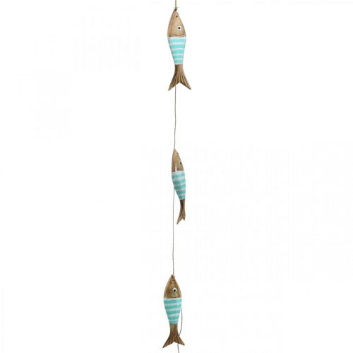Prodotto Appendiabiti decorativo marittimo pesce in legno per appendere turchese L123 cm