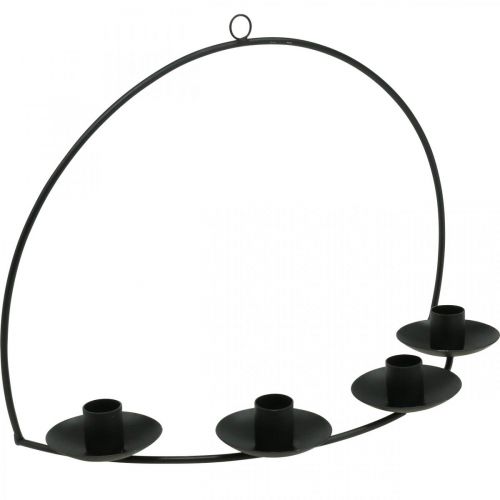 Portacandele da parete Portacandele a bastone in metallo nero 35×24cm