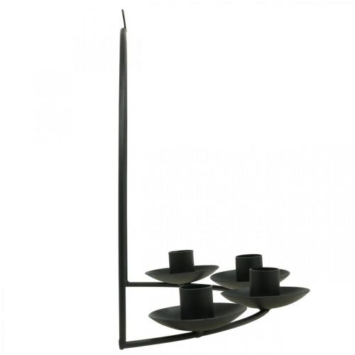 Prodotto Portacandele da parete Portacandele a bastone in metallo nero 35×24cm