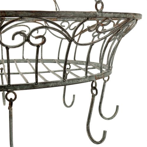Floristik24 Cesto di metallo decorato con pendenti 63 cm grigio-marrone