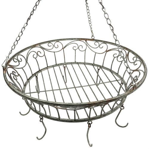 Floristik24 Cesto di metallo decorato con pendenti 63 cm grigio-marrone