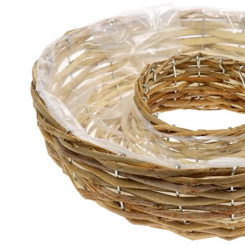 Floristik24 Set di 2 decorazioni da tavolo per fioriere naturali ad anello per piante di salice