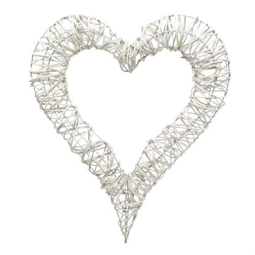 Red Hamper Corona Cuore In Vimini Anticato – H8 X L30 X P30 Cm, Ideale Per Composizioni Floreali