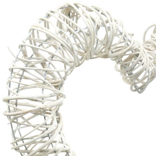Floristik24 Cuore di vimini bianco 30 cm x 35 cm