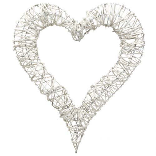Floristik24 Cuore di vimini bianco 40 cm x 45 cm