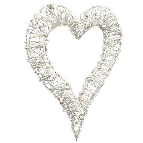 Floristik24 Cuore di vimini bianco 40 cm x 45 cm