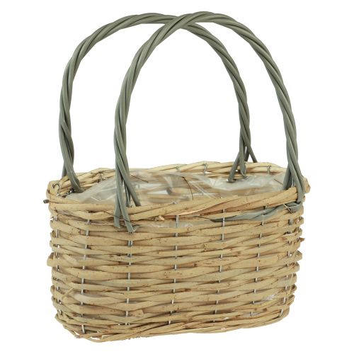 Floristik24 Cesto portapiante in vimini cesto grigio naturale 26,5x14x30cm