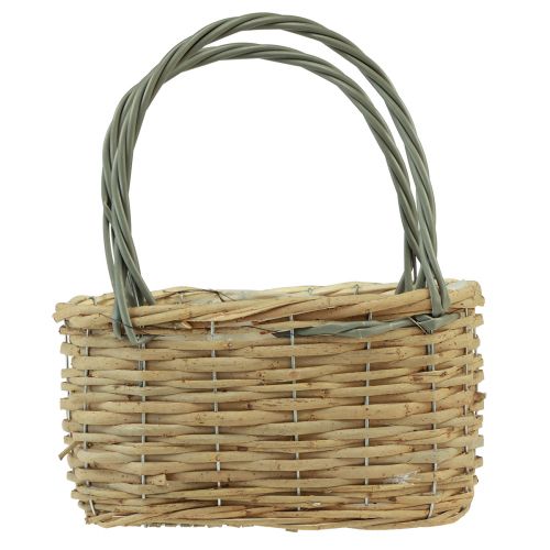Floristik24 Cesto portapiante in vimini cesto grigio naturale 26,5x14x30cm