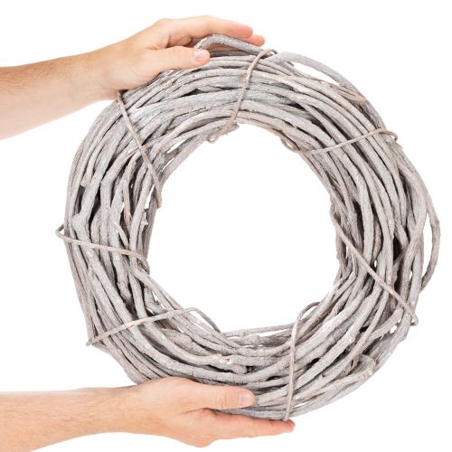 Decorazione a ghirlanda in salice, ghirlanda realizzata con rami imbiancati, 40 cm | Floristik24.it