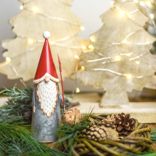 Floristik24 Elfo di Natale con stella 18 cm rosso, grigio metallo 2 pezzi